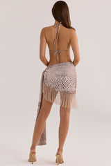 Animal Print Satin Fringed Mini Sarong