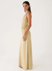Donyale Halter Maxi Dress - Pale Olive