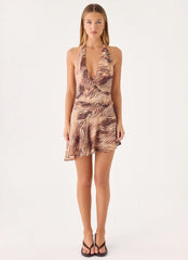 Lanthe Halter Mini Dress - Golden Tiger