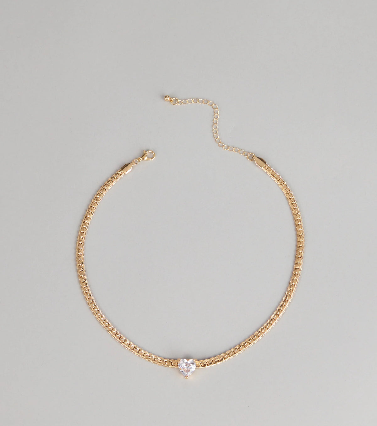 Everyday Detail Rhinestone Heart Pendant Necklace
