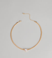 Everyday Detail Rhinestone Heart Pendant Necklace