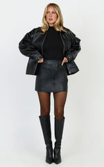 Lumi Mini Skirt - Faux Leather Pocket Detail Mini Skirt in Black