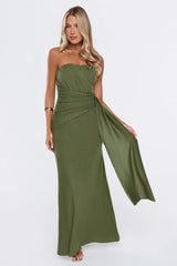 Unforgettable Dress Code Strapless Maxi Dress Olive