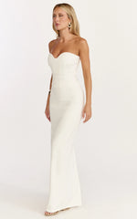 Helda Maxi Skirt - Mid Waist Back Split Skirt in Off White