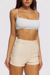 Ivory Vegan Leather Mini Shorts