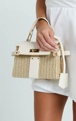 Imara Bag - Top Handle Crossbody Straw Bag in Neutral