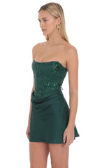 Strapless Corset Mini Dress in Green