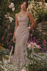 Lilac Georgette Lace Panelled Maxi Dress