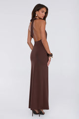 The Perfect Excuse Halter Maxi Dress Brown