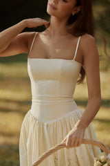 Lemon Custom Lace + Broderie Anglaise Midi Sundress
