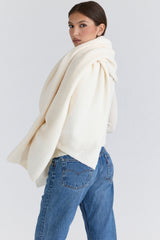 Ivory Wool Oversized Textured Scarf
