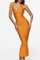 Mango Halter Neck Bandage Maxi Dress
