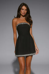 Well Dressed Tonight Embellished Strapless Mini Dress Black
