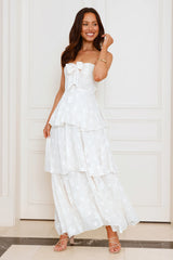 Frost Flare Strapless Maxi Dress White