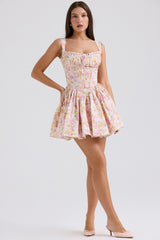 Pink Meadow Print Cotton Mini Dress