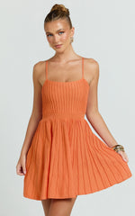 Donissa Mini Dress - Panelled Knit Mini Dress in Sherbet