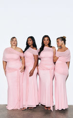 Nicolette Maxi Dress - Cape Sleeve Off Shoulder Dress in Pink