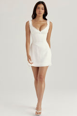 White Pin Tuck Mini Dress