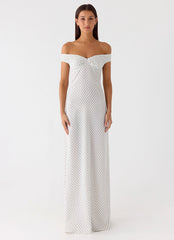 Melany Maxi Dress - White Polkadot