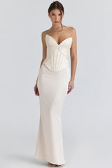 Ivory Satin Corset Maxi Gown - Limited Edition