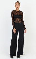 Serenade Bodysuit - Long Sleeve Lace Bodysuit in Black
