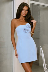 Viva La Vibes Strapless Mini Dress Blue