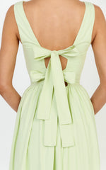Casina Midi Dress - Boat Neck Tie Back Fit And Flare Dress in Sage