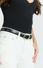 Kristen Rectangle Buckle Belt in Black