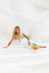 Bloomin' One Shoulder Mesh Maxi Dress White