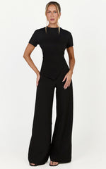 Rosalie Top - Asym Ruched Tshirt in Black