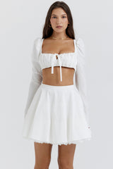 White Bow Mini Skirt
