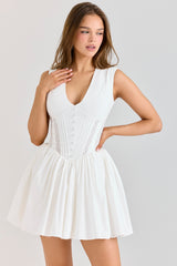 White Stretch Cotton Mini Dress