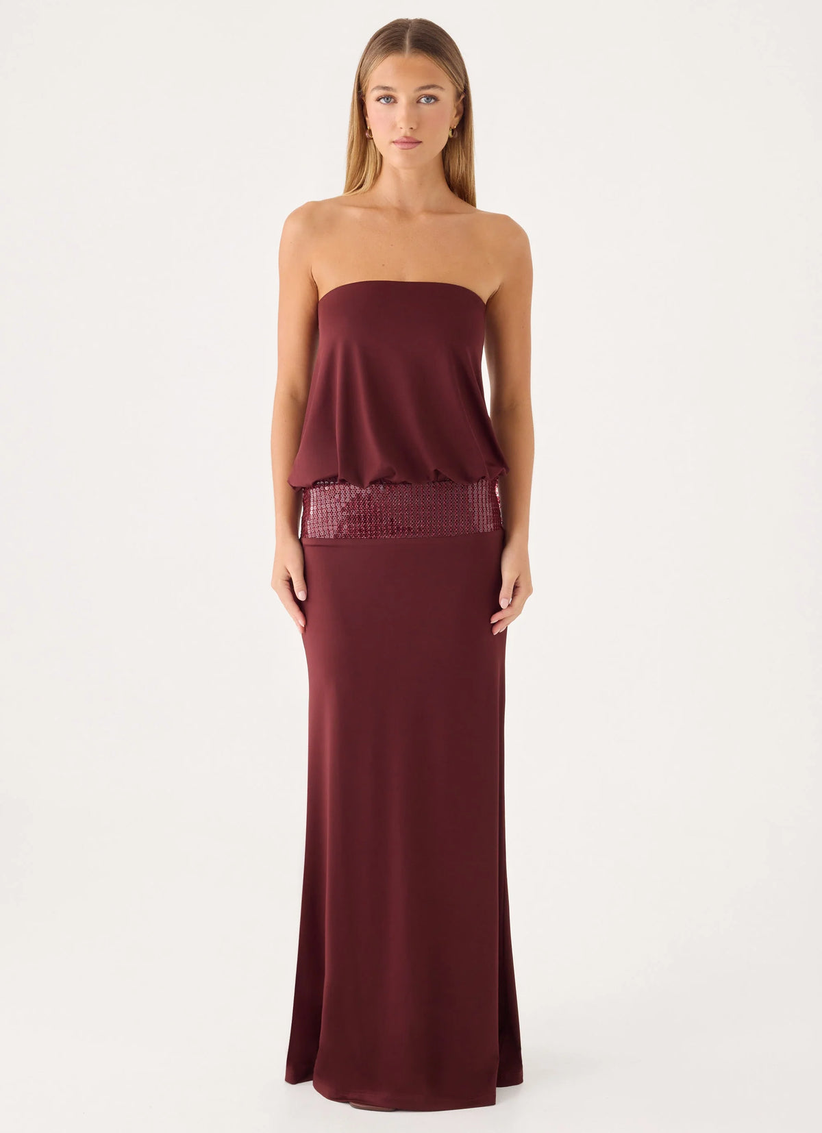 Posine Strapless Maxi Dress - Maroon