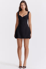 Black Pin Tuck Mini Dress
