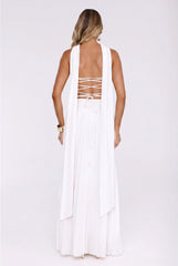 Sugar Babe Strapless Pleated Maxi Dress White