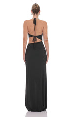 Rhinestone Cutout Maxi Dress in Black