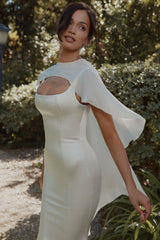 Ivory Asymmetric Draped Pure Silk Shawl