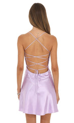Satin Sequin Mini Dress in Lilac