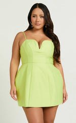 Amalie The Label - Kora Plunge A Line Mini Dress - In Citrus