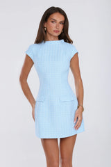 Good Outfit Day Tweed Mini Dress Blue