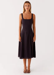 Rowyn Midi Dress - Black Polka Dot