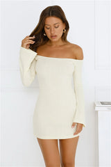Falling Light Ribbed Long Sleeve Mini Dress Yellow