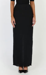Vance Maxi Skirt - Linen Back Split Skirt in Black