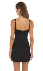 Floral Textured Mini Dress in Black