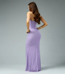 Cindy Beaded Strapless Column Formal Dress