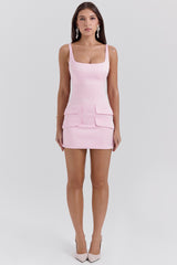 Rose Shadow Satin Sleeveless Mini Dress