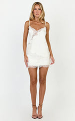Ava Mini Skirt - Lace Trim Skirt in Cream