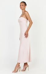 Calix Midi Dress - One Shoulder Slip Dress in Pink