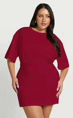 Karyna Mini Dress - shirt Dress in Wine