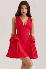 Red Cotton Bow Mini Dress